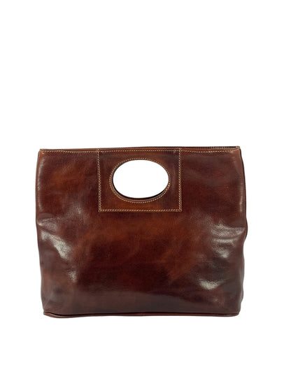 Borsa in Cuoio conciato al vegetale, interno tre scomparti, dalla linea classica - Mahzel