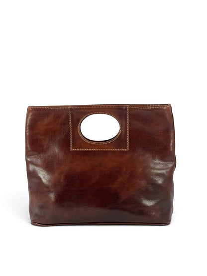 Borsa in Cuoio conciato al vegetale, interno tre scomparti, dalla linea classica - Mahzel