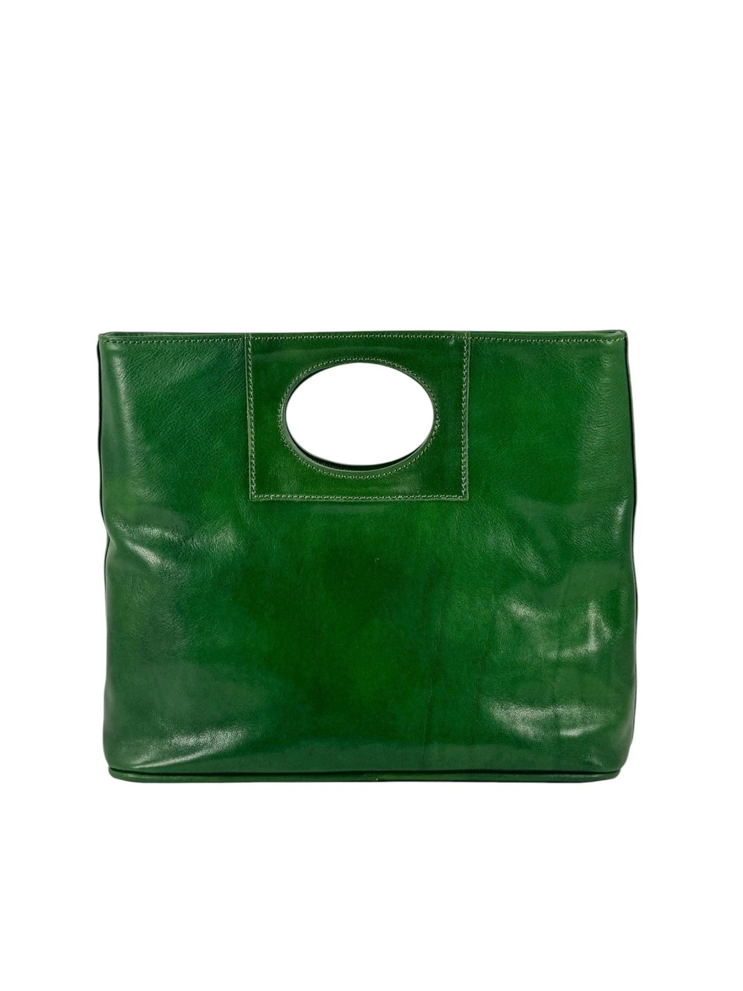 Borsa in Cuoio conciato al vegetale, interno tre scomparti, dalla linea classica - Mahzel