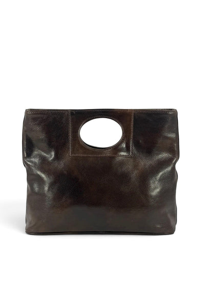 Borsa in Cuoio conciato al vegetale, interno tre scomparti, dalla linea classica - Mahzel