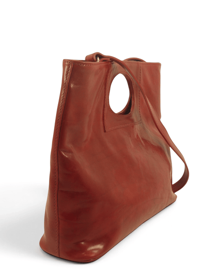 Borsa in Cuoio conciato al vegetale, interno tre scomparti, dalla linea classica - Mahzel