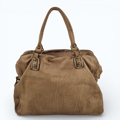 Borsa grande in pelle morbida lavata tre zip City - Mahzel