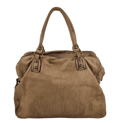 Borsa grande in pelle morbida lavata tre zip City - Mahzelź