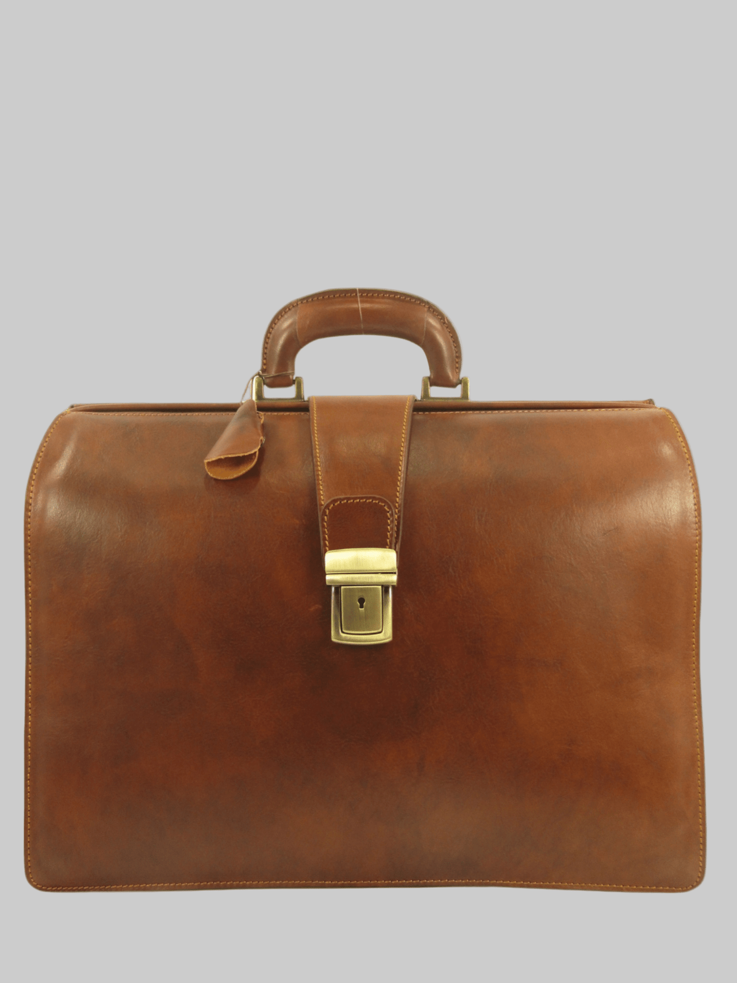 Borsa da medico grande in cuoio al vegetale tamponato a mano - Mahzel