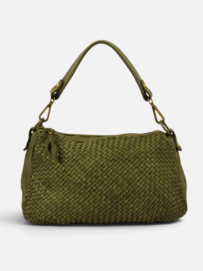 borsetta pelle intrecciata mahzel made in italy verde