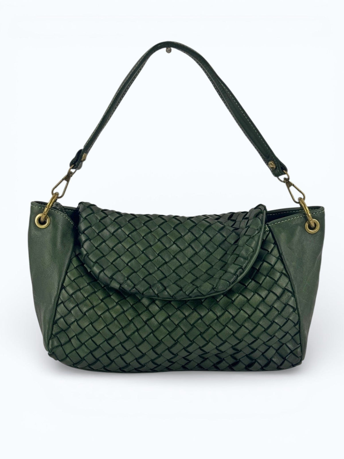 tracolla pelle intrecciata mahel verde