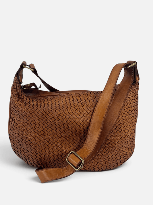 borsa pelle intrecciata mahzel tracolla regolabile