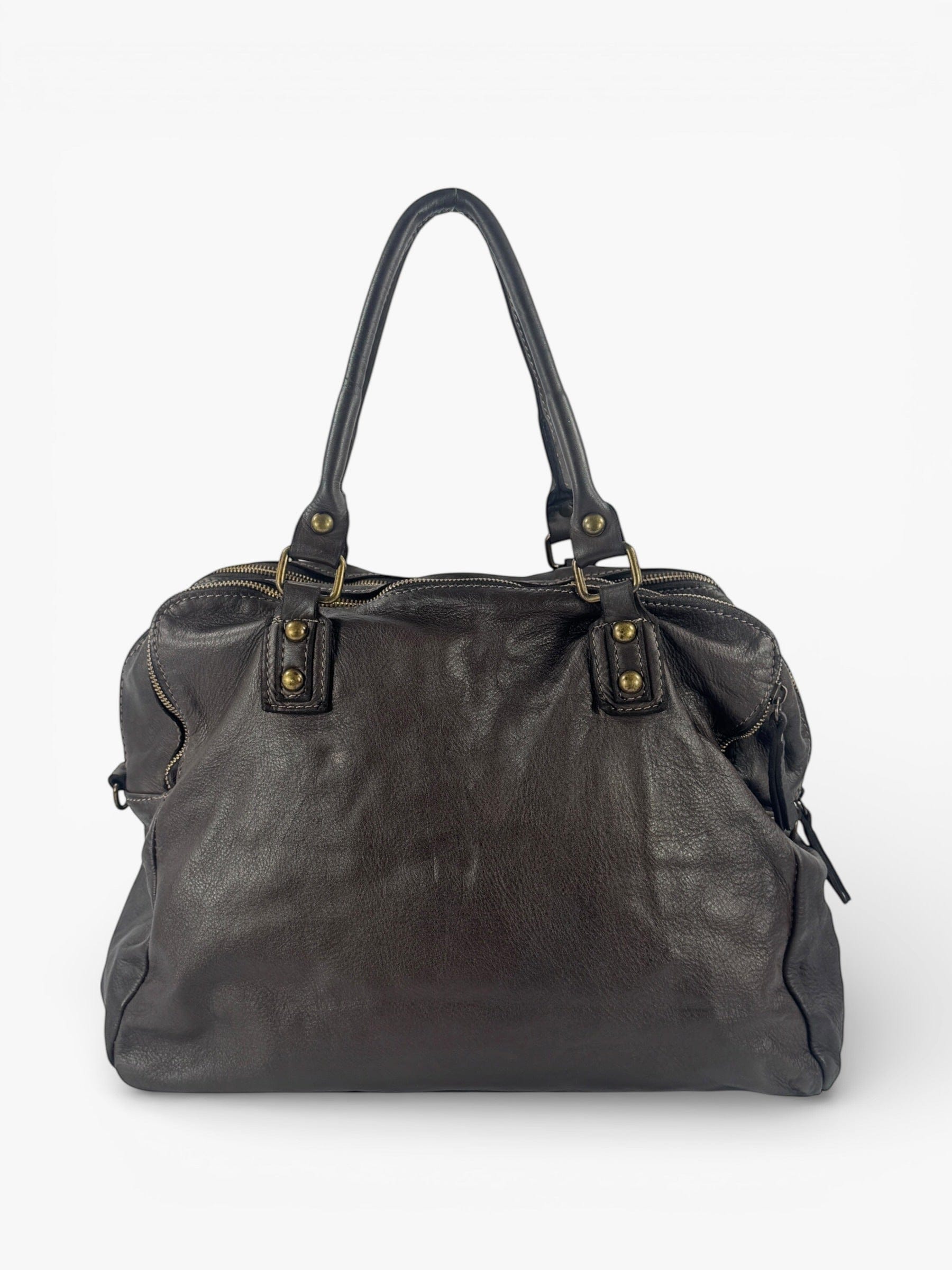 borsa pelle city mahzel made in italy moro