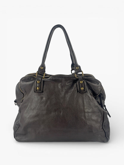 Borsa grande in pelle morbida lavata tre zip City - Mahzel