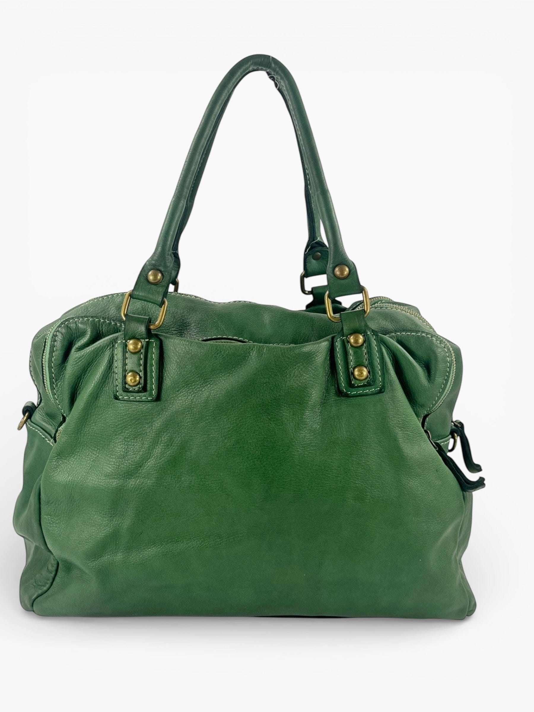 borsa city verde pelle lavata made in italy mahzel
