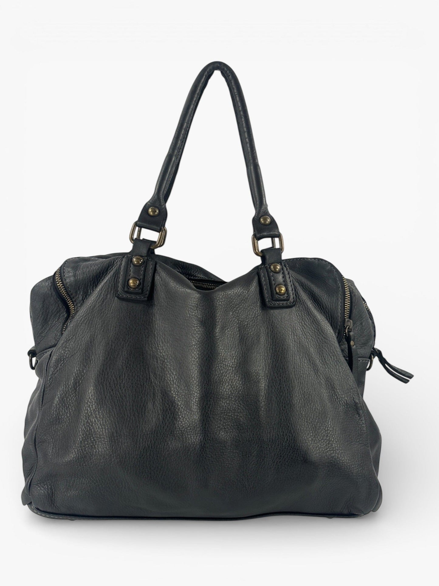 Borsa grande in pelle morbida lavata tre zip City - Mahzel