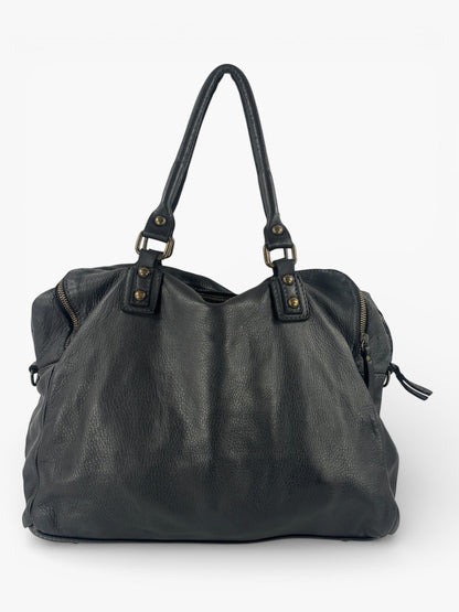 Borsa grande in pelle morbida lavata tre zip City - Mahzel