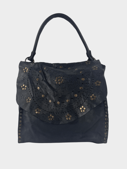 borsa pelle lavata mahzel made in Italy nero