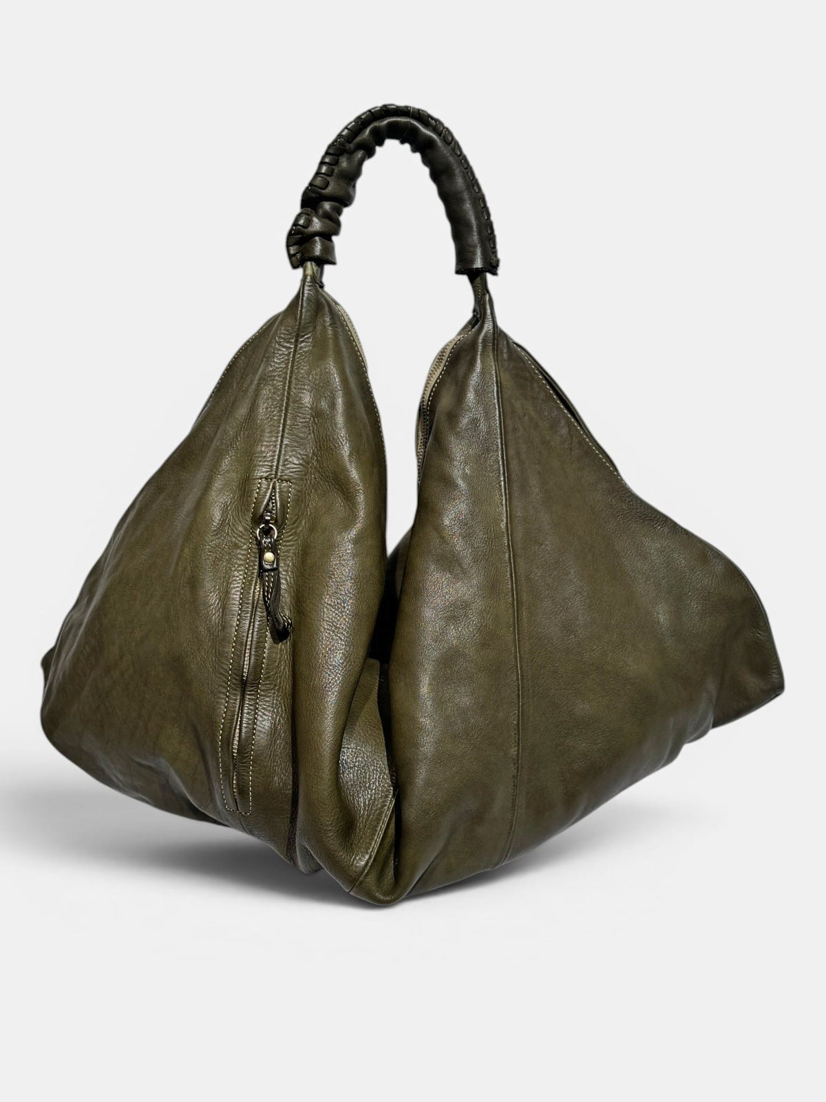 borsa a spalla in pelle morbida variante verde