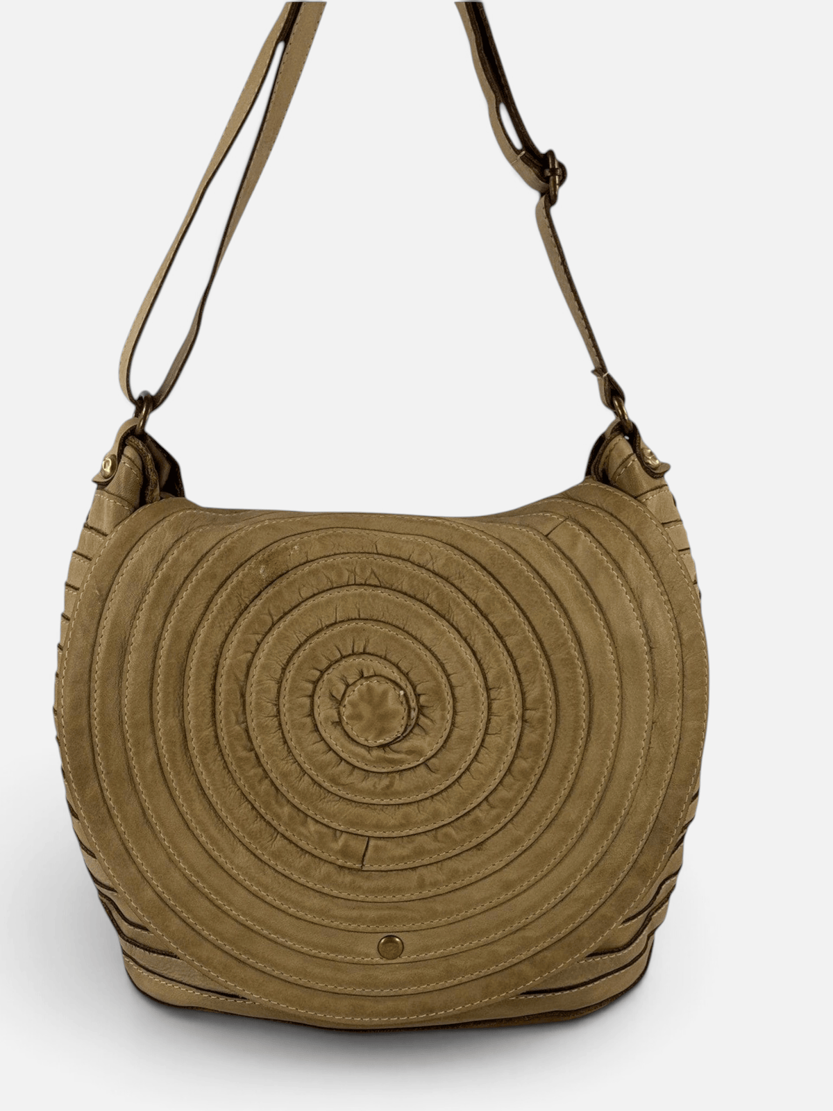 Borsa a spalla e tracolla stringata fatta a mano in pelle morbida - Mahzel