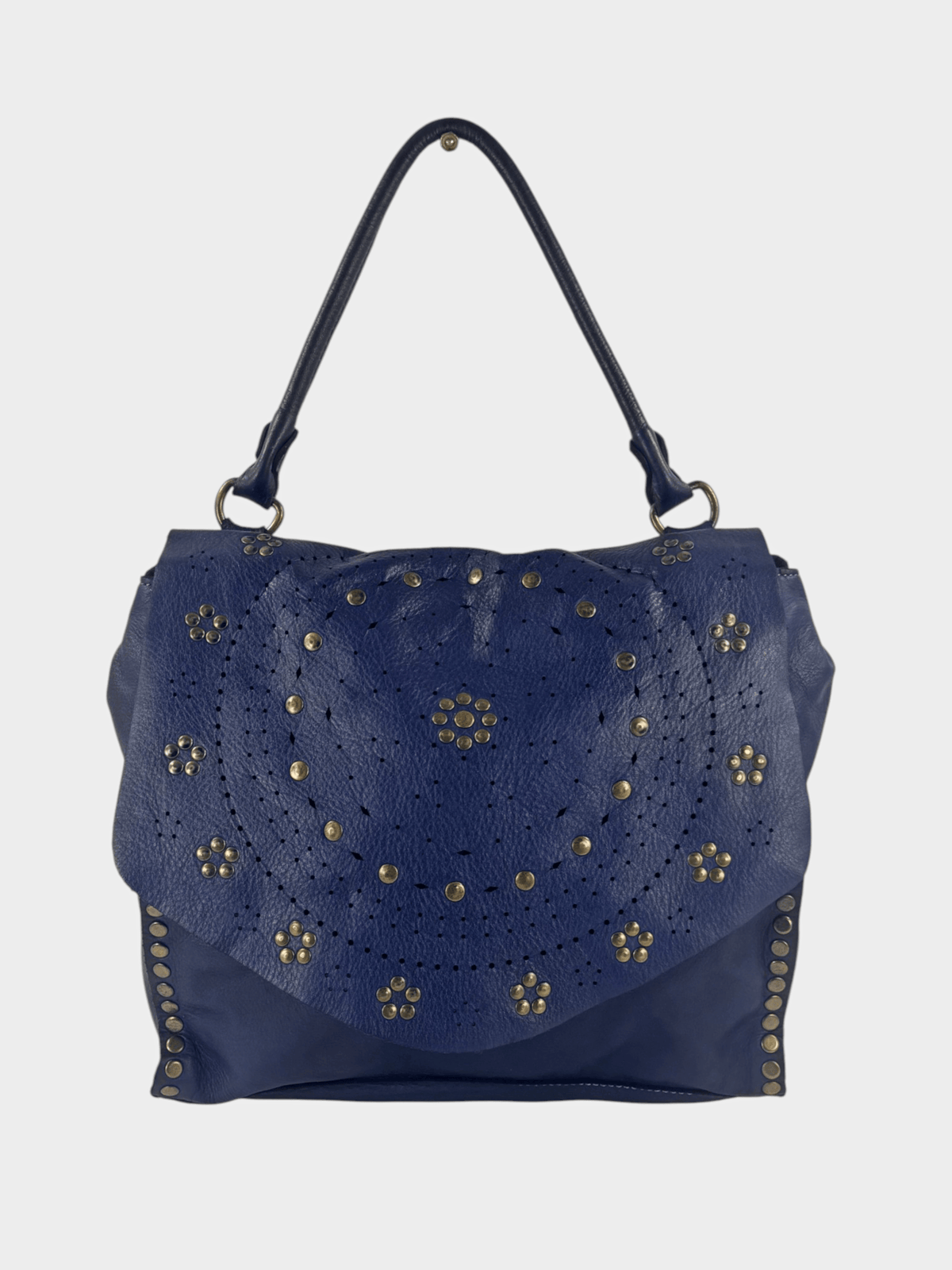 borsa decorata con borchie blu