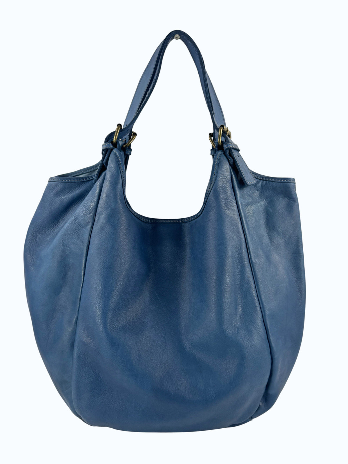 borsa a sacca giovanna blu pelle lavata madeinitaly mahzel