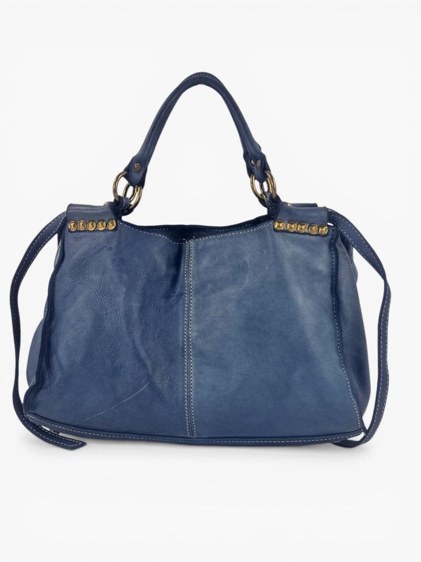 Bauletto in pelle decorato con laccetti e borchie - Mahzel