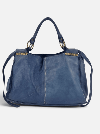 borsa pelle mahzel tinta in capo primo piano
