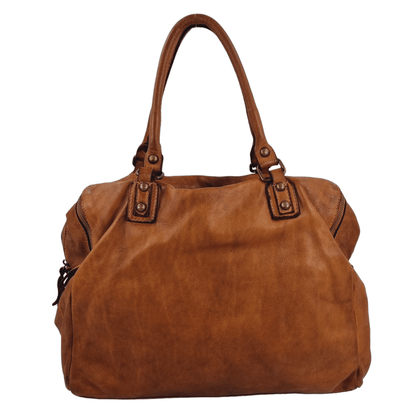 Borsa grande in pelle morbida lavata tre zip City - Mahzelź