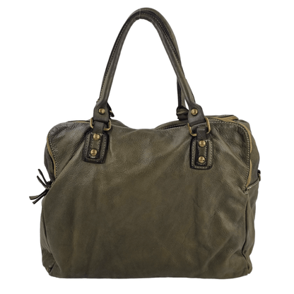Borsa grande in pelle morbida lavata tre zip City - Mahzelź