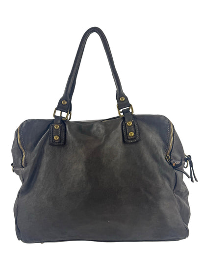 Borsa grande in pelle morbida lavata tre zip City - Mahzelź