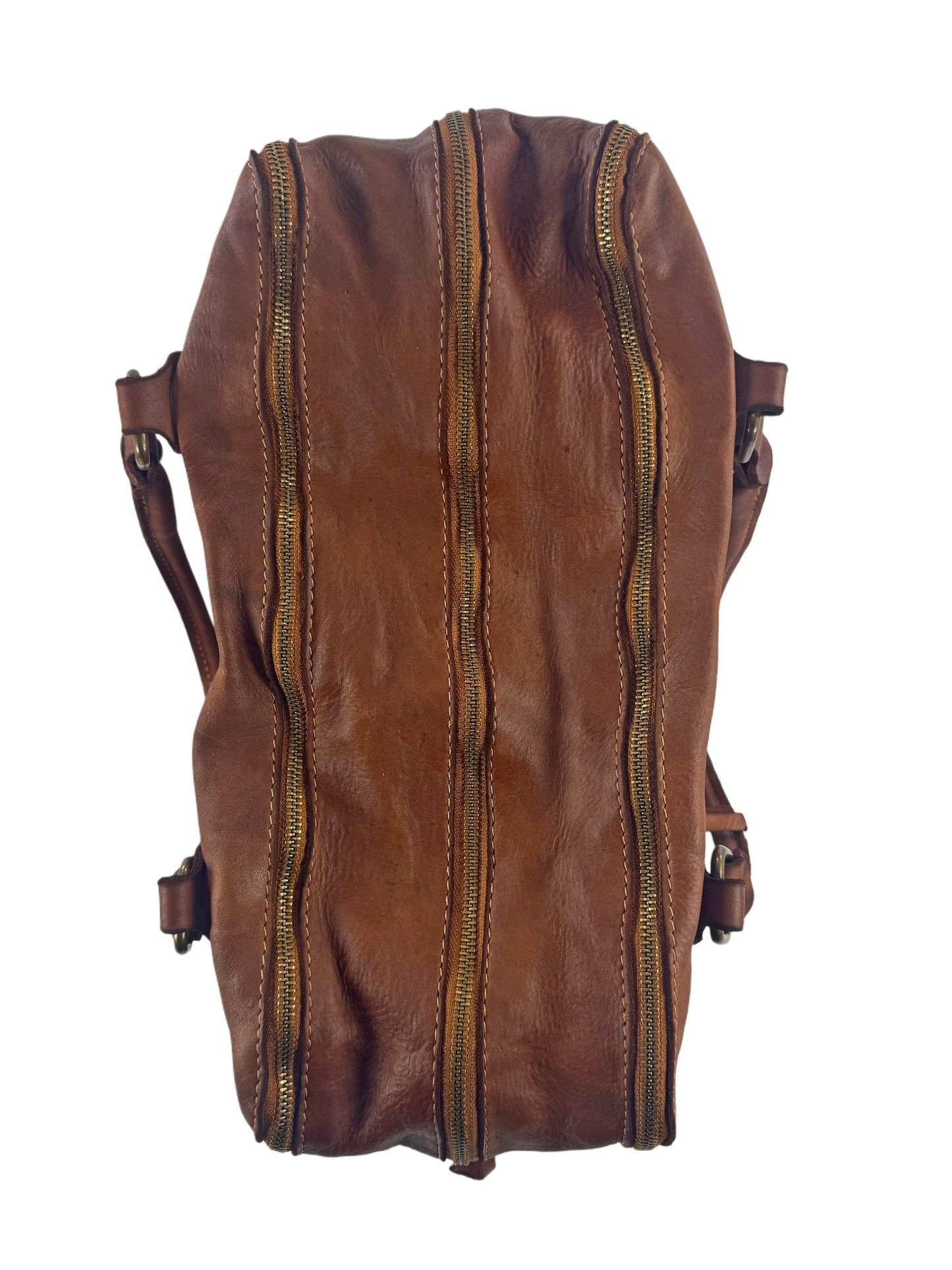 Borsa grande in pelle morbida lavata tre zip City - Mahzelź