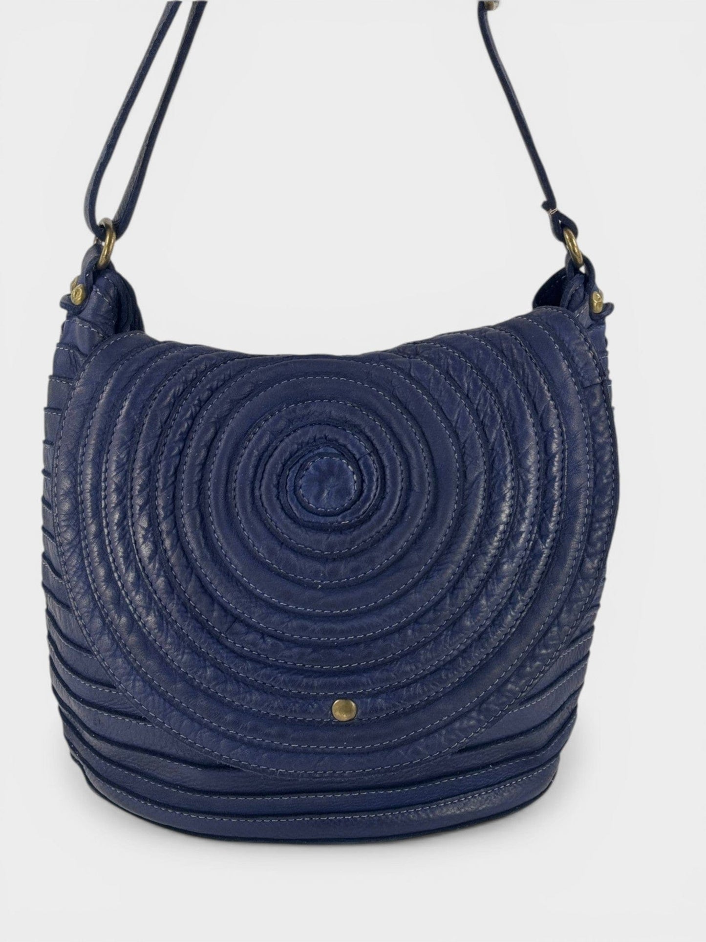 Borsa a spalla e tracolla stringata fatta a mano in pelle morbida - Mahzel