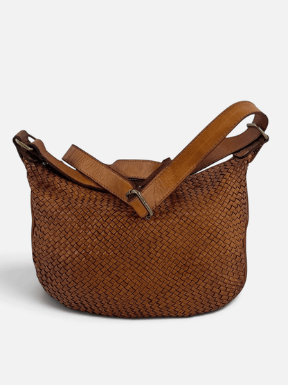 borsa pelle intrecciata mahzel  tracolla regolabile