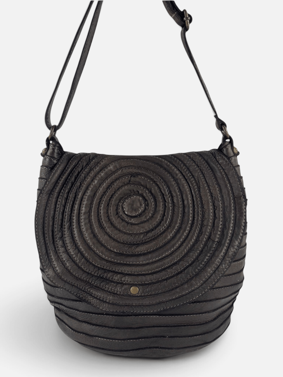 Borsa a spalla e tracolla stringata fatta a mano in pelle morbida - Mahzel