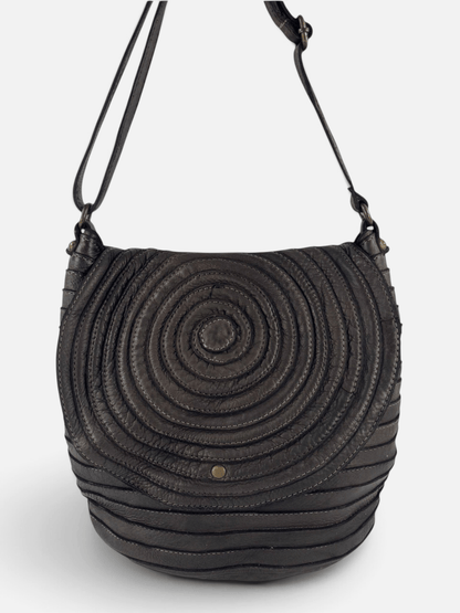 Borsa a spalla e tracolla stringata fatta a mano in pelle morbida - Mahzel