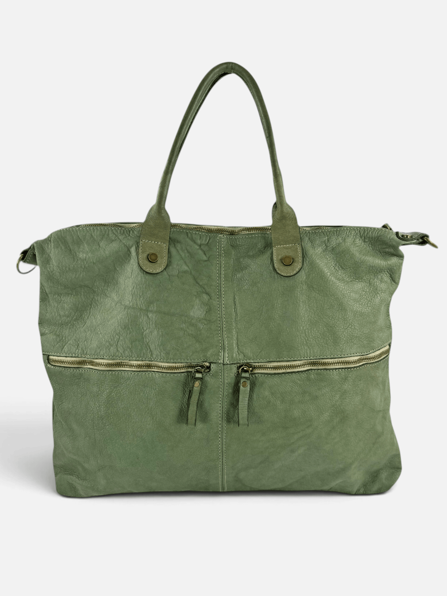 Borsa in vacchetta tinta in capo Amelia con tasche esterne-Mahzel