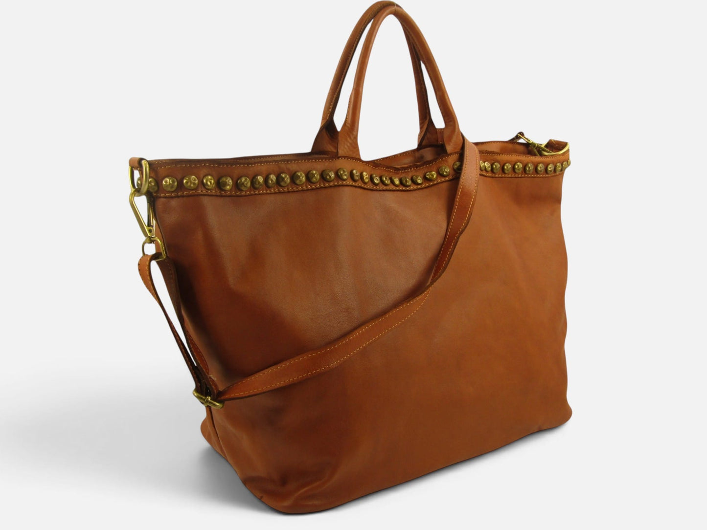 Bauletto grande in pelle morbida Penelope decorato con borchie - Mahzel