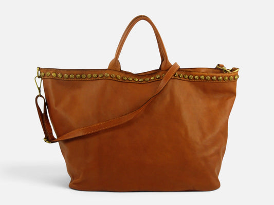 Bauletto grande in pelle morbida Penelope decorato con borchie - Mahzel