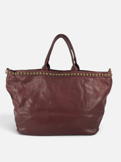 Bauletto grande in pelle morbida Penelope decorato con borchie - Mahzel