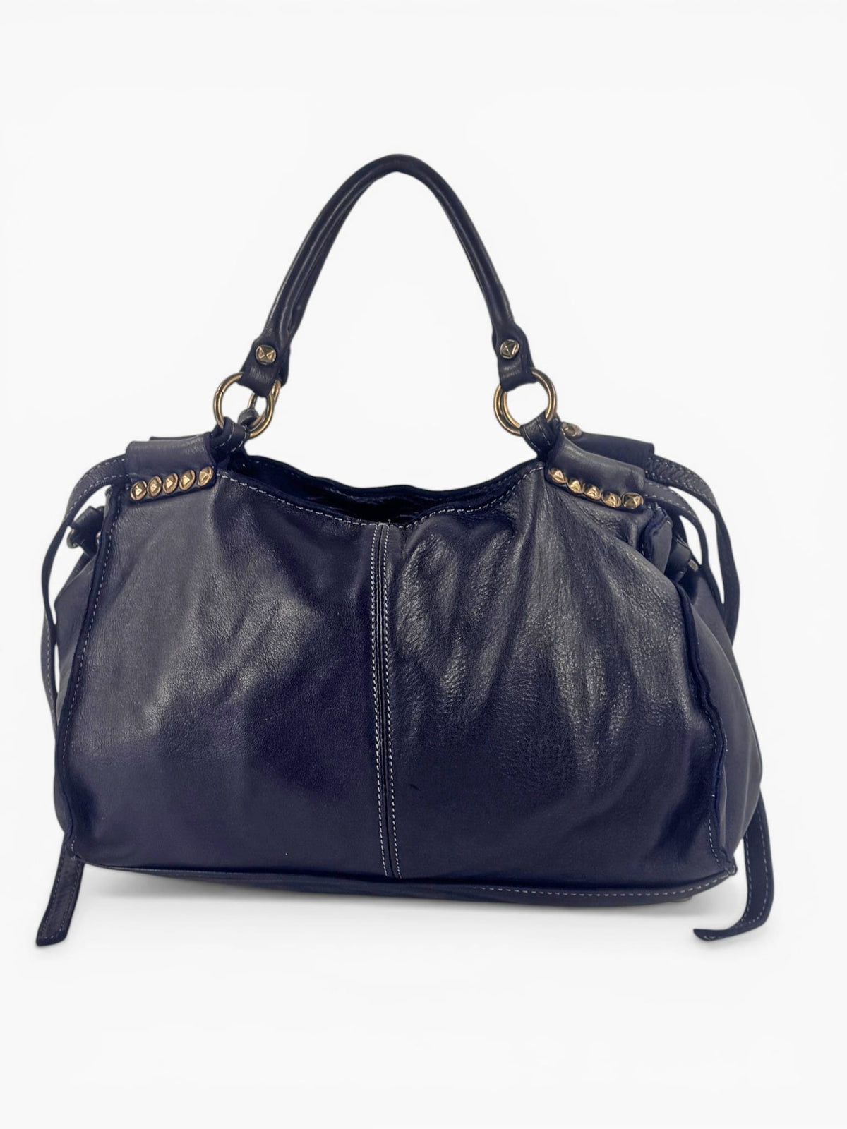 borsa pelle blu made in italy mahzel