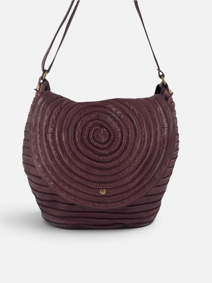 Borsa a spalla e tracolla stringata fatta a mano in pelle morbida - Mahzel