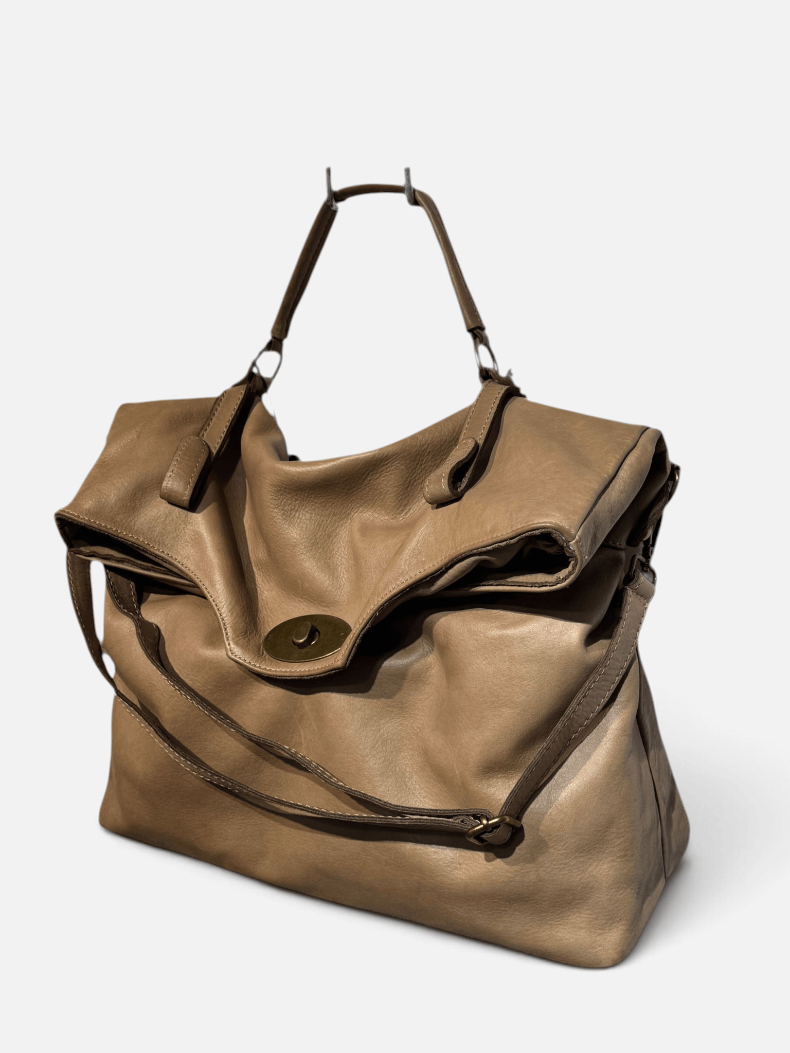 borsa pelle mahzel vista laterale tortora