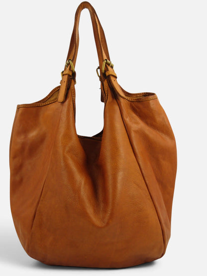 borsa sacca giovanna colore marrone cuoio lavata