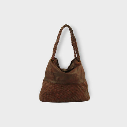 Borsa in pelle morbida con manici intrecciati a mano Agata - Mahzel