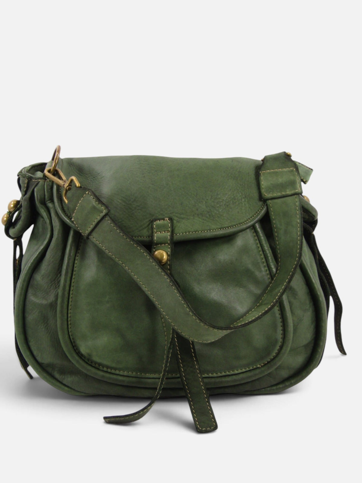 borsa pelle morbida mahzel tinta in capo colore verde