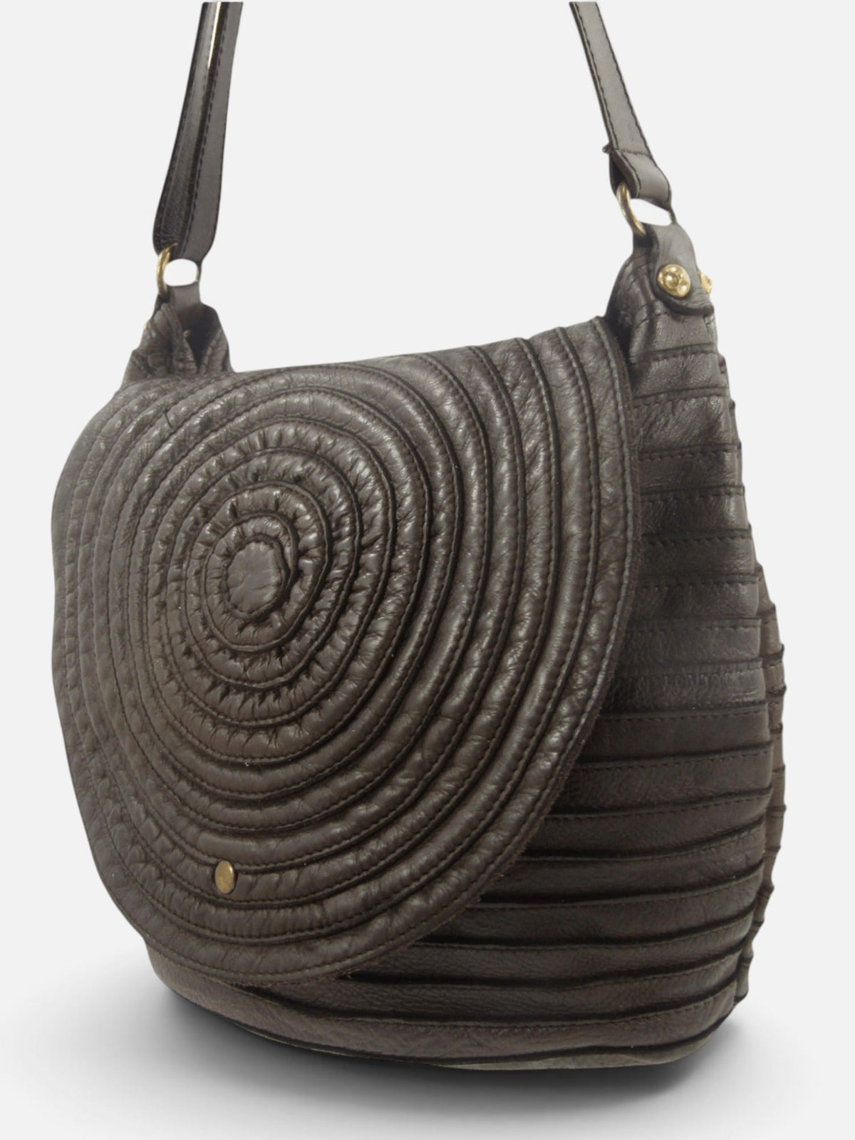 Borsa a spalla e tracolla stringata fatta a mano in pelle morbida - Mahzel