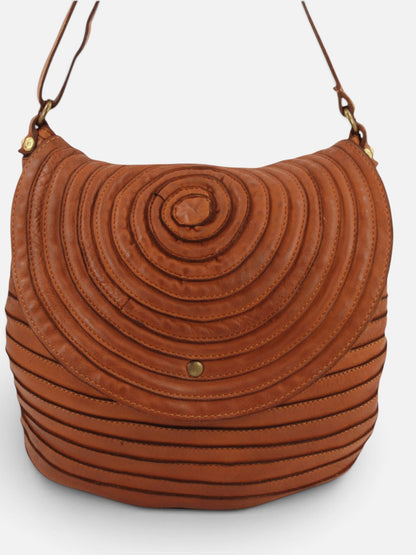 Borsa a spalla e tracolla stringata fatta a mano in pelle morbida - Mahzel