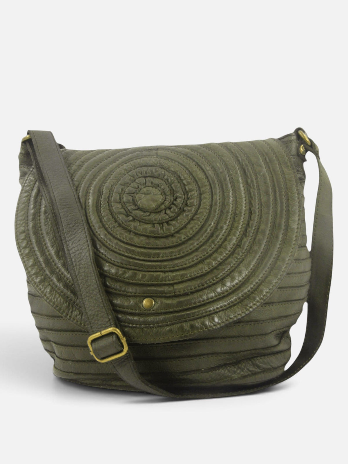 Borsa a spalla e tracolla stringata fatta a mano in pelle morbida - Mahzel
