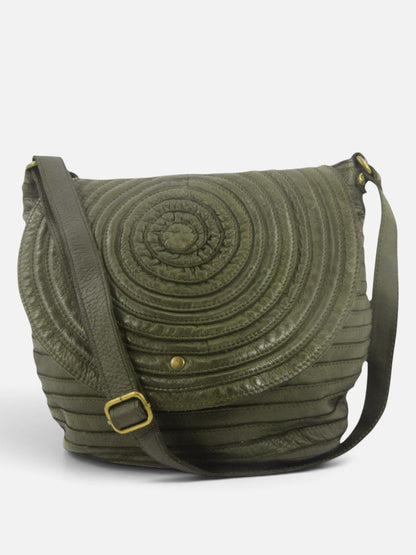 Borsa a spalla e tracolla stringata fatta a mano in pelle morbida - Mahzel