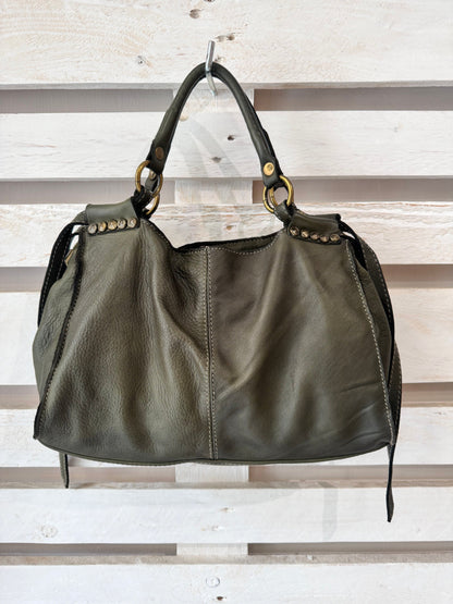 Bauletto in pelle decorato con laccetti e borchie - Mahzel