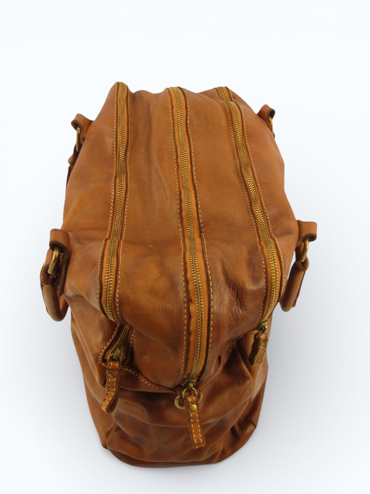 Borsa grande in pelle morbida lavata tre zip City - Mahzel