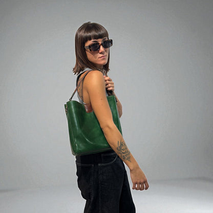 Borsa in cuoio con pochette