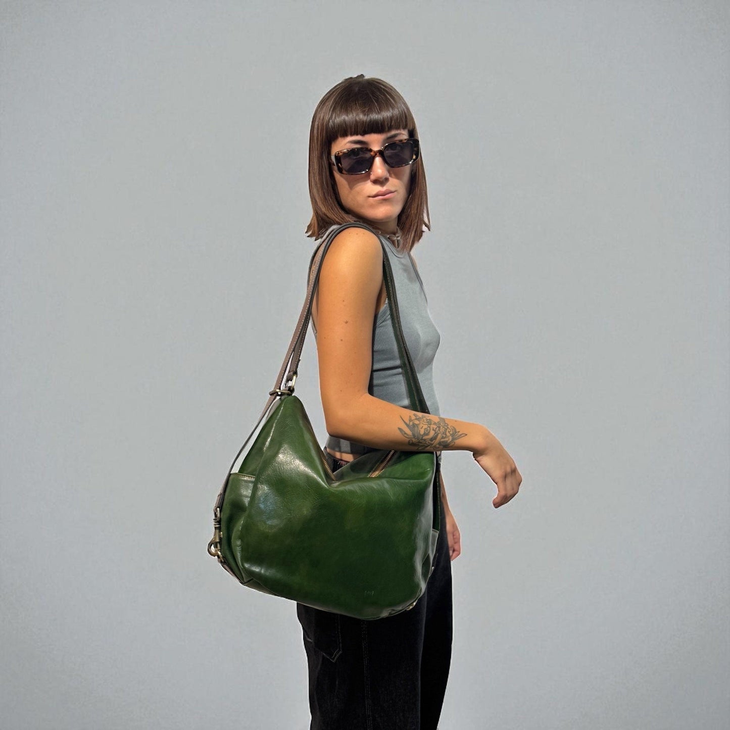 Borsa/ Zaino in cuoio al vegetale-Mahzel