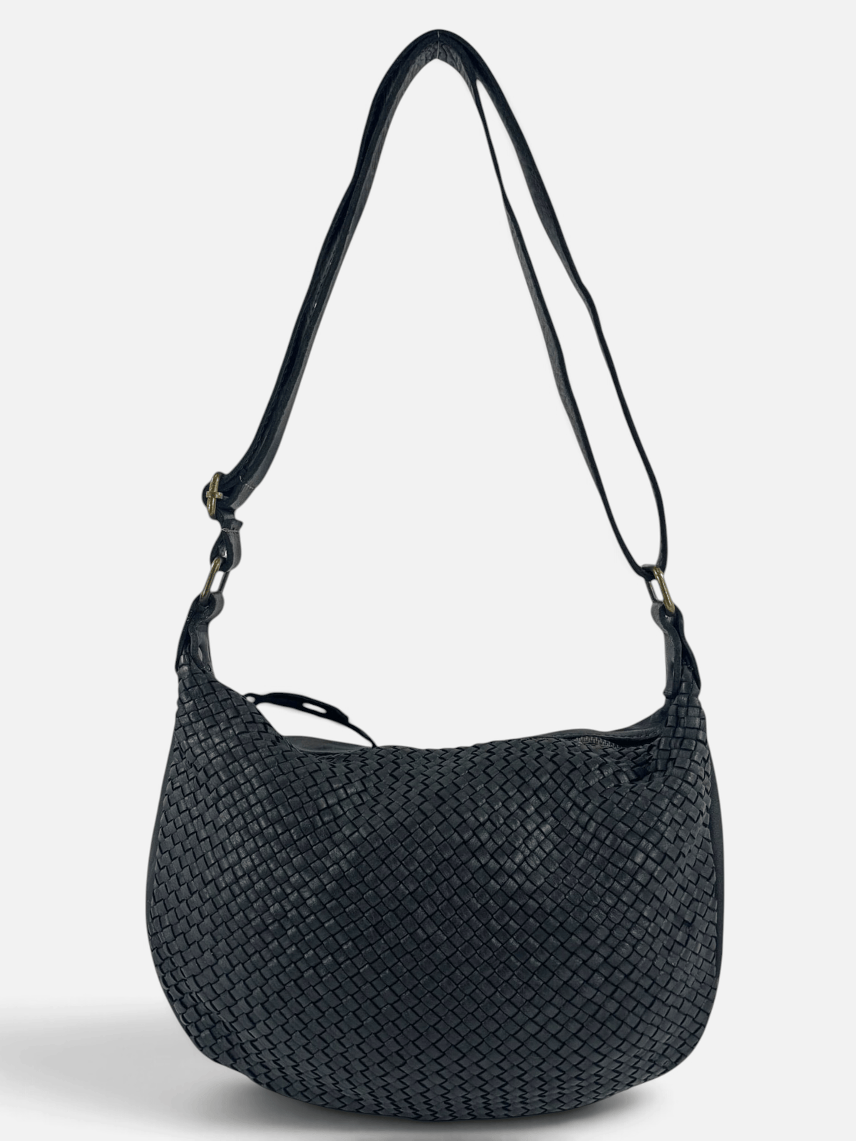 borsa pelle intrecciata mahzel dettaglio tracolla